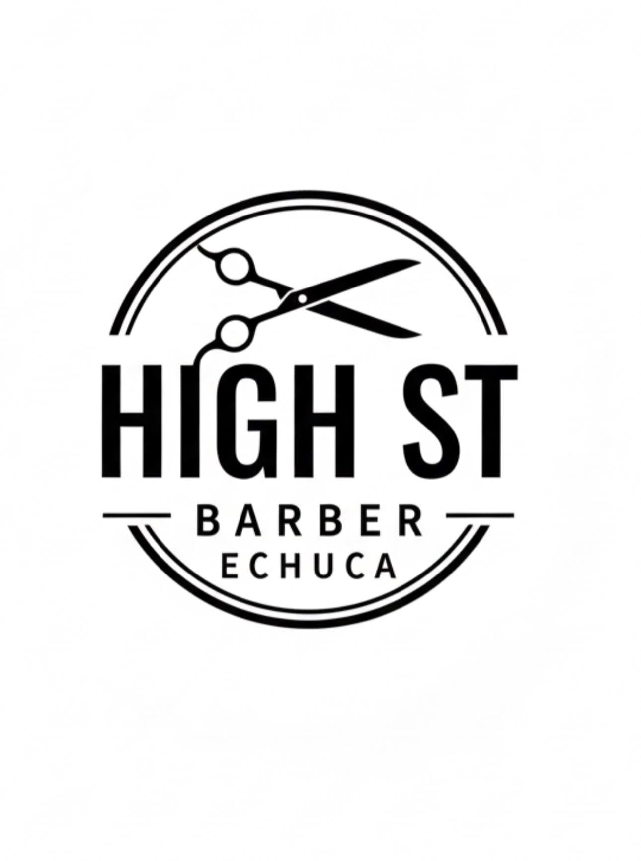 High St Barber Echuca logo — crossed scissors badge